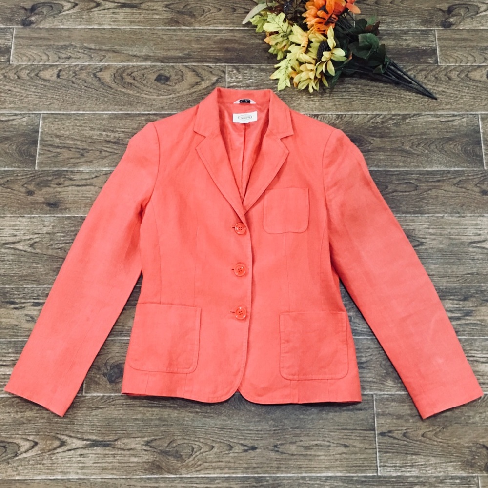 ✨Talbots Orange Irish Linen 3 Button Blazer ✨